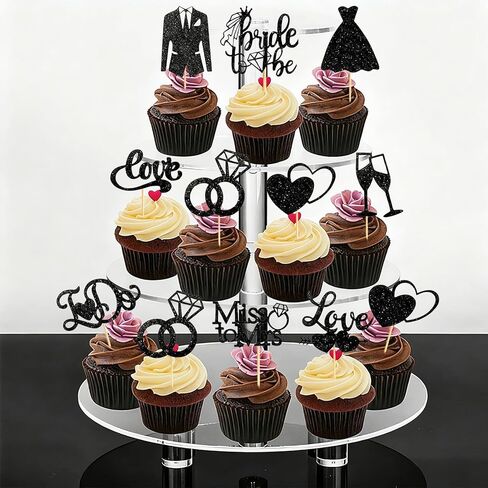 60 PCS Bride لتكون القبعات العليا كب كيك ، قبعات كب كيك الزفاف اللامعة أنا أحب اختيارات Cupcake حلقة القلب لاستلوازات حفل زفاف الزفاف ، والفضة in Kuwait
