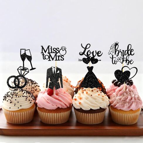 60 PCS Bride لتكون القبعات العليا كب كيك ، قبعات كب كيك الزفاف اللامعة أنا أحب اختيارات Cupcake حلقة القلب لاستلوازات حفل زفاف الزفاف ، والفضة in Kuwait