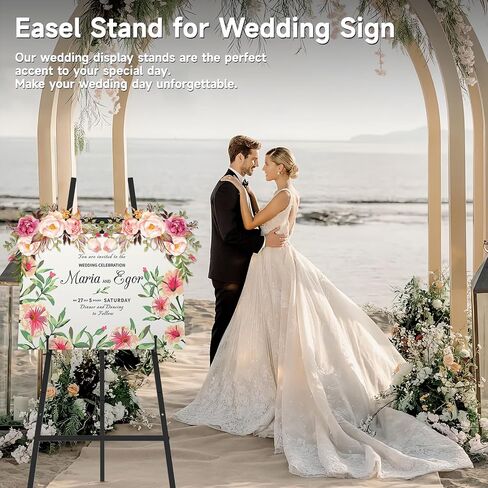 Gold Easel Stand for Sign, Heavy Duty Metal Display Easel with Adjustable Chain, 4-Tier Height Art Easel for Painting, Wedding Sign, Posters & Commercial Display in Saudi Arabia
