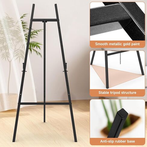 Gold Easel Stand for Sign, Heavy Duty Metal Display Easel with Adjustable Chain, 4-Tier Height Art Easel for Painting, Wedding Sign, Posters & Commercial Display in Saudi Arabia