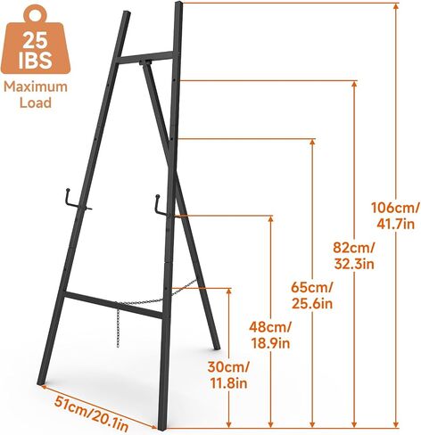 Gold Easel Stand for Sign, Heavy Duty Metal Display Easel with Adjustable Chain, 4-Tier Height Art Easel for Painting, Wedding Sign, Posters & Commercial Display in Saudi Arabia