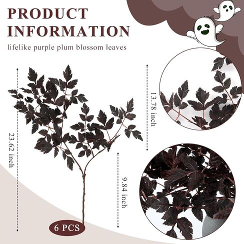 Fall Decor - 6 Pack 32" Artificial Cimicifuga Plant Leaf Spray, Faux Cimicifuga Ramosa Leaves – Fall Floral Stems for Vases, Halloween Thanksgiving Wedding Table Mantel Decor in Saudi Arabia