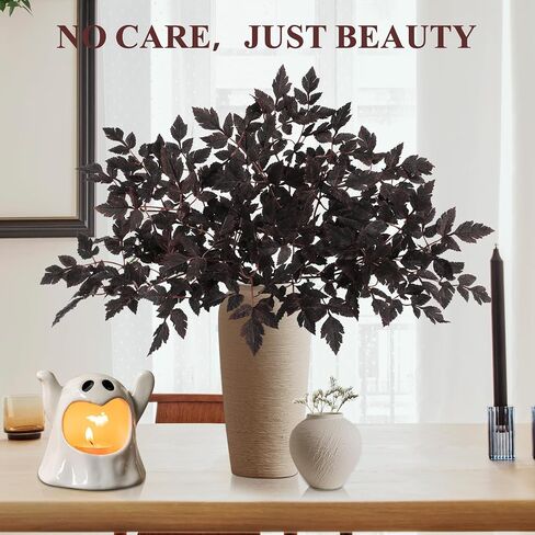Fall Decor - 6 Pack 32" Artificial Cimicifuga Plant Leaf Spray, Faux Cimicifuga Ramosa Leaves – Fall Floral Stems for Vases, Halloween Thanksgiving Wedding Table Mantel Decor in Saudi Arabia