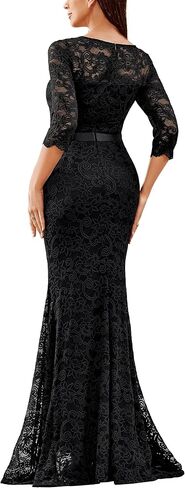 Miusol Women's Elegant v Neck Floral Lace الرسمية الحزب Maxi Dress in Saudi Arabia