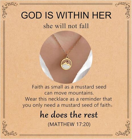 Christian Mustard Seed Necklace for Women Stainless Steel Faith Pendant Chain Bible Verse Jewelry Inspirational Religious Gifts for Believers in Saudi Arabia