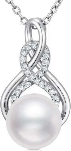 ZBA Diamond Diamond Dainty Necklace Infinity قلادة ، الذهب الأبيض المطلي 925 قلادة سيلتية سترلينج للنساء للنساء هدايا عيد ميلاد المجوهرات الراقية لها 20 "(F-G ، SI1-SI2) in Kuwait