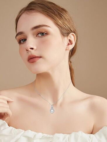 ZBA Diamond Diamond Dainty Necklace Infinity قلادة ، الذهب الأبيض المطلي 925 قلادة سيلتية سترلينج للنساء للنساء هدايا عيد ميلاد المجوهرات الراقية لها 20 "(F-G ، SI1-SI2) in Kuwait