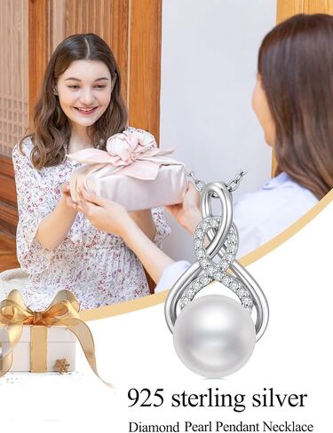 ZBA Diamond Diamond Dainty Necklace Infinity قلادة ، الذهب الأبيض المطلي 925 قلادة سيلتية سترلينج للنساء للنساء هدايا عيد ميلاد المجوهرات الراقية لها 20 "(F-G ، SI1-SI2) in Kuwait