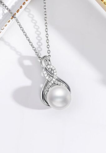 ZBA Diamond Diamond Dainty Necklace Infinity قلادة ، الذهب الأبيض المطلي 925 قلادة سيلتية سترلينج للنساء للنساء هدايا عيد ميلاد المجوهرات الراقية لها 20 "(F-G ، SI1-SI2) in Kuwait