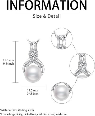 ZBA Diamond Diamond Dainty Necklace Infinity قلادة ، الذهب الأبيض المطلي 925 قلادة سيلتية سترلينج للنساء للنساء هدايا عيد ميلاد المجوهرات الراقية لها 20 "(F-G ، SI1-SI2) in Kuwait