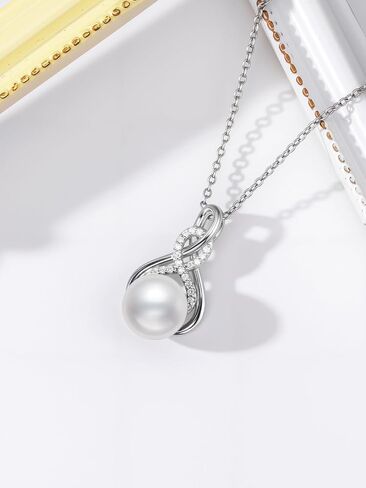 ZBA Diamond Diamond Dainty Necklace Infinity قلادة ، الذهب الأبيض المطلي 925 قلادة سيلتية سترلينج للنساء للنساء هدايا عيد ميلاد المجوهرات الراقية لها 20 "(F-G ، SI1-SI2) in Kuwait