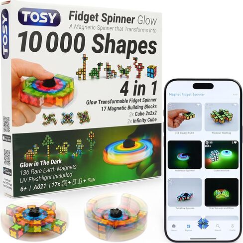 TOSY Magnet Fidget Spinner Mini - 3in1 Toy: Transformable Fidget Spinner with 72 Magnets, Infinity Cube, 2x2 Puzzle Cube for Beginners, Stress Relief for Adults, Easter Birthday Gift (Set of 4) in Kuwait