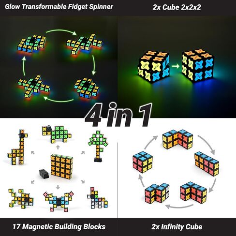 TOSY Magnet Fidget Spinner Mini - 3in1 Toy: Transformable Fidget Spinner with 72 Magnets, Infinity Cube, 2x2 Puzzle Cube for Beginners, Stress Relief for Adults, Easter Birthday Gift (Set of 4) in Kuwait