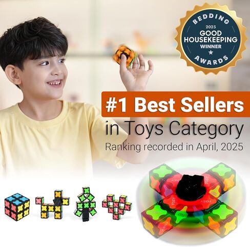 TOSY Magnet Fidget Spinner Mini - 3in1 Toy: Transformable Fidget Spinner with 72 Magnets, Infinity Cube, 2x2 Puzzle Cube for Beginners, Stress Relief for Adults, Easter Birthday Gift (Set of 4) in Kuwait