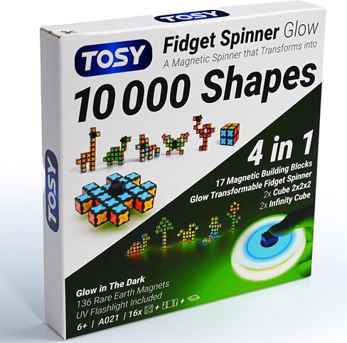 TOSY Magnet Fidget Spinner Mini - 3in1 Toy: Transformable Fidget Spinner with 72 Magnets, Infinity Cube, 2x2 Puzzle Cube for Beginners, Stress Relief for Adults, Easter Birthday Gift (Set of 4) in Kuwait