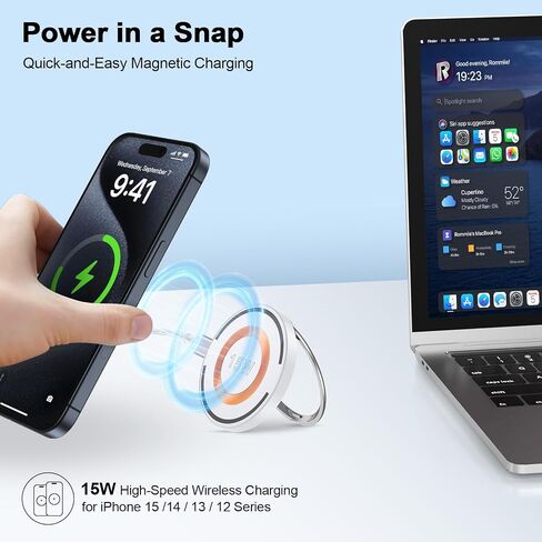 Samsung Galaxy S24 Ultra Wireless Charger Stand for Galaxy S24 S23 Fe S22 S21 S20 Z Fold/Flip 6 ، 15W Magnetic Fast Charger Pad Station Mag-Safe Charger حصيرة لشاحن iPhone 15 14 13 12 Pro Max Plus in Kuwait
