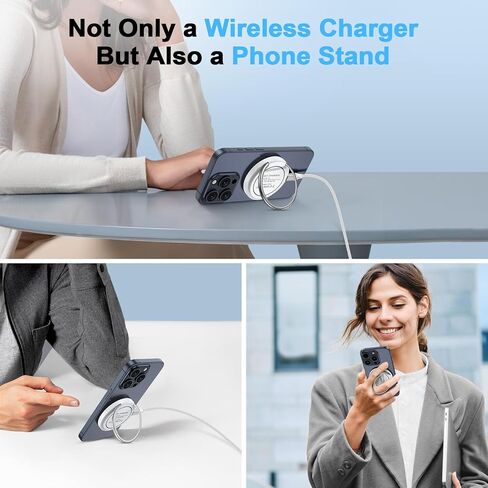 Samsung Galaxy S24 Ultra Wireless Charger Stand for Galaxy S24 S23 Fe S22 S21 S20 Z Fold/Flip 6 ، 15W Magnetic Fast Charger Pad Station Mag-Safe Charger حصيرة لشاحن iPhone 15 14 13 12 Pro Max Plus in Kuwait