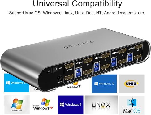 HDMI KVM Switch for 2 Computers 1 HDMI Monitor USB 3.0 8K@60Hz 4K144Hz with Remote in Kuwait
