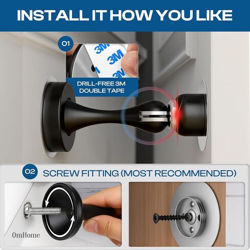 OMHOME MAGNECT DOOR Stop Pack White Pack من 4 صيد الباب المغناطيسي الناعم ، سدادات الأبواب المغناطيسية لأسفل الباب ، ومحلول عملي ، ولا حفر مع وسادات لاصقة ذاتية 3 أمتار لعقد أبواب عريضة بأمان in Saudi Arabia