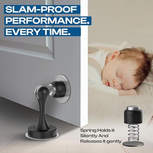 OMHOME MAGNECT DOOR Stop Pack White Pack من 4 صيد الباب المغناطيسي الناعم ، سدادات الأبواب المغناطيسية لأسفل الباب ، ومحلول عملي ، ولا حفر مع وسادات لاصقة ذاتية 3 أمتار لعقد أبواب عريضة بأمان in Saudi Arabia