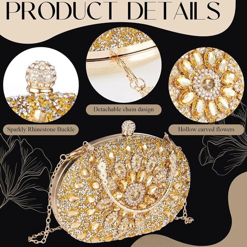Quelay 4 PCS Women Women Rhinestone Clutch محافظ المجوهرات مجموعة الفضة القابض في المساء Bling Crystal Necklace Dangle Strail in Kuwait