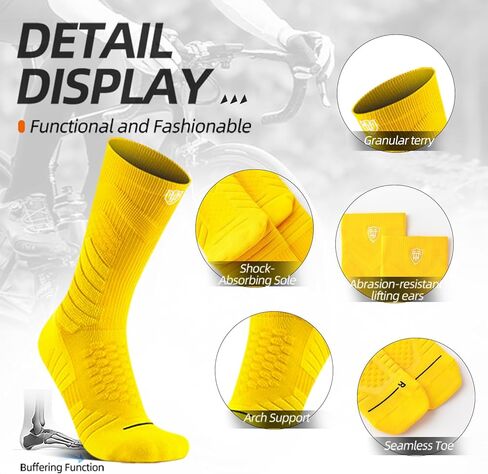 Men's sports crew socks,arch support,grip athletic socks,socks for basketball and tennis,3 pack,black compression sock in Kuwait