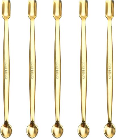 Briartw 5 Pcs Stainless Steel Craft Spoon | Mess-Free Crafting with Dual-Shaped Spoons for Glitter, Embossing Powders, Sequins & Small Embellishments | Colorful,Black,Silver | 6.7inch Length in Saudi Arabia