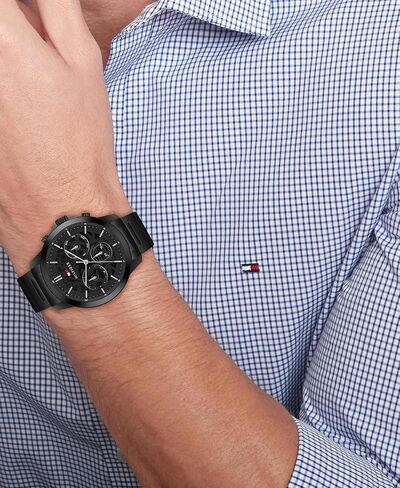 Tommy Hilfiger Men 3H's 3H Quartz Multifunction Watch - سوار من الفولاذ المقاوم للصدأ مع قرص هيكل عظمي شفاف - 5 أجهزة الصراف الآلي مقاومة للماء - ساعة الكلاسيكية الحديثة - هدية له - 44 ملم in Saudi Arabia