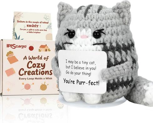 IrisCargo Handmade Mini Positive Crochet Animal Axolotl with Positive Card Knitted Emotional Plush Decor for Women Girls Boy Teens Friends Teenage Daughter Mom Dad Birthday Easter Valentines Christmas in Saudi Arabia