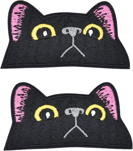 2pcs Gold Chain Cat Embroidered Iron on Patches for Clothing, Sew on/Iron on Patches for Clothing, T-Shirts, Jackets, Backpacks, Jeans, Hats, Clothes Decorations in Saudi Arabia