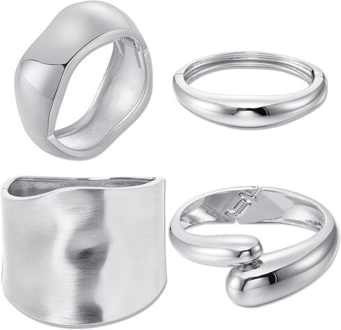 4PCS Gold Cuff Bracelets for Women Open Hinged Bangle Hammered Chunky Cuff Bracelet Wrist Cuff Wrap Bangle Perfect Jewelry Gift in Saudi Arabia