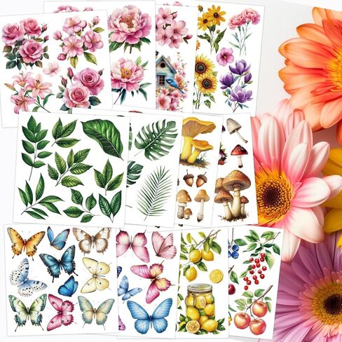 12 Sheets Highland Cow Rub on Transfers for Crafts Sunflowers Rub on Transfers for Furniture Floral Transfers Decal Stickers for Wood Glass Window DIY Craft Office Home Decor 5.5"x5.5" in Saudi Arabia