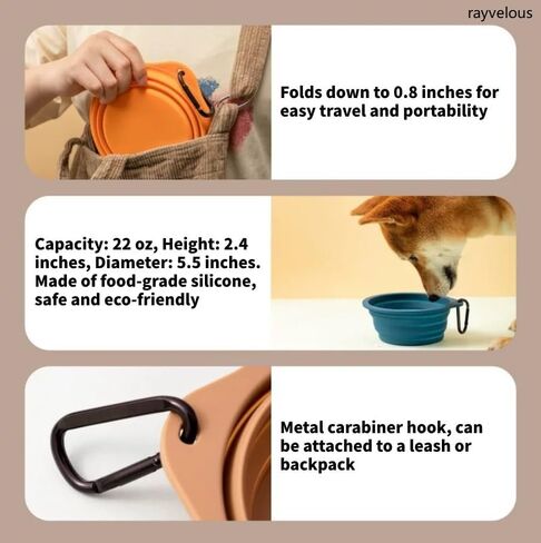 Collapsible Travel Pet Bowl with Carabiner, Portable Silicone Dog Bowl (Purple) in Saudi Arabia