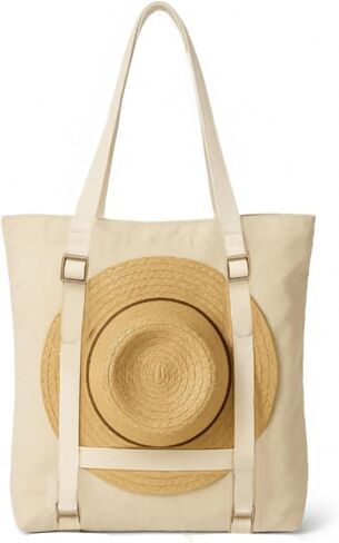 Large Beach Tote - Women's Travel Tote with Hat Holder - Perfect for Vacation (Beige) in Saudi Arabia