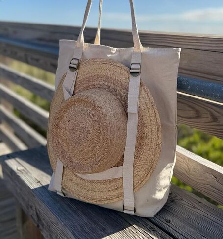 Large Beach Tote - Women's Travel Tote with Hat Holder - Perfect for Vacation (Beige) in Saudi Arabia