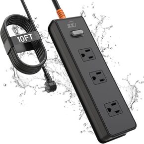Power Strip Weatherproof, 7-in-1 Surge Protector with 3 Wide Outlets 2USB A and 2USB C,1875W/15A, 10FT Flat Plug Multi-Plug Outdoor Extension Cord for Indoor Outdoor, UL FCC Listed in Saudi Arabia