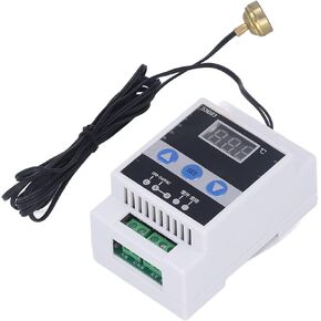 Digital Temperature Controller SN093, PID Thermostat with 10K Sensor, 110 - 240V Single Relay Output - Precise Heating & Cooling Control, Easy DIN Rail Installation for Fri (Magnet Probe) in Kuwait
