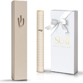 SURI Classic 5-Inch White Nirosta Self-Stick Mezuzah Case for Door with Printed Scroll | Indoor & Outdoor, Judaica Gift Box Included in Kuwait