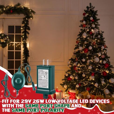 Meonum 29V LED مزود طاقة مع مفتاح قدم قابس 1/2 بوصة، محول طاقة بديل مدرج في قائمة UL من الفئة 2، محول قابس أمريكي منخفض الجهد لإضاءة شجرة عيد الميلاد (TS-13W29V) in Kuwait