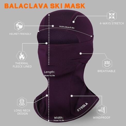 قطعتان من قناع التزلج بالاكلافا للرجال في الطقس البارد، قناع وجه حراري شتوي للنساء للجري على الجليد وركوب الدراجات النارية in Kuwait
