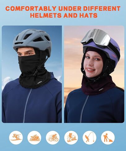 قطعتان من قناع التزلج بالاكلافا للرجال في الطقس البارد، قناع وجه حراري شتوي للنساء للجري على الجليد وركوب الدراجات النارية in Kuwait