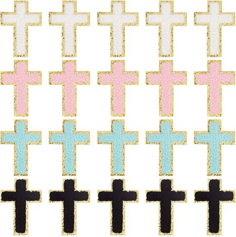 18pcs 9 ألوان تبادل البقع على الحديد على Cross Chenille Patch Sechative Sew on Repair exproidered headies for cloths hats backs sets stack in Saudi Arabia