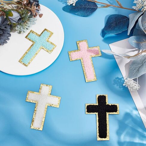 18pcs 9 ألوان تبادل البقع على الحديد على Cross Chenille Patch Sechative Sew on Repair exproidered headies for cloths hats backs sets stack in Saudi Arabia