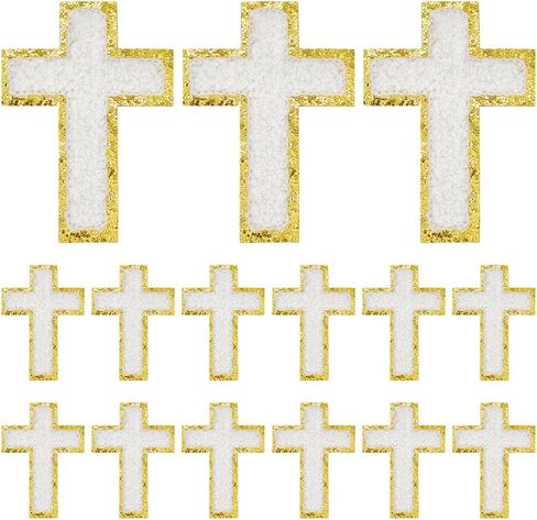 18Pcs 9 Colors Cross Patches Iron on Cross Chenille Patch Decorative Sew on Repair Embroidered Appliques for Clothes Hats Backpacks Vests Jacket DIY Crafts Decorations in Saudi Arabia