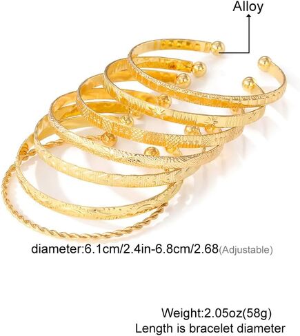 KISS WIFE 11 Pcs Gold Bangles for Women, Adjustable Bangle Bracelets, Multi Layer Open Stackable Cuff Bracelet Set, Fashion Accessories Jewelry Gifts for Women in Saudi Arabia
