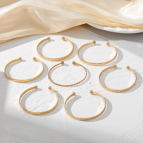 KISS WIFE 11 Pcs Gold Bangles for Women, Adjustable Bangle Bracelets, Multi Layer Open Stackable Cuff Bracelet Set, Fashion Accessories Jewelry Gifts for Women in Saudi Arabia