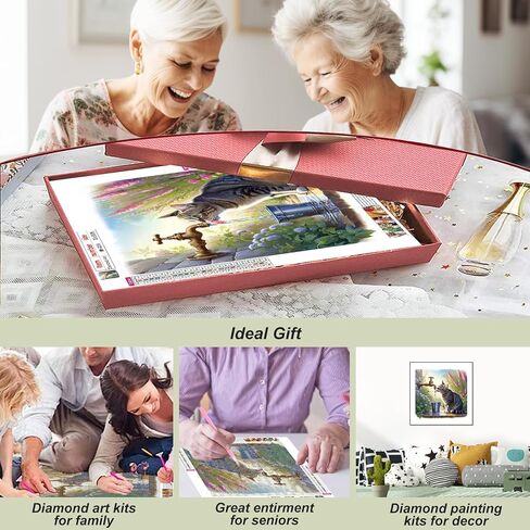 AMORARS Cat Diamond Painting Kit for Adults, 5D Flower Diamond Art for Beginners - DIY Full Diamond Dot Gem Art Painting, Suitable Gifts and Home Wall Decoration Crafts, 12x12Inch in Kuwait