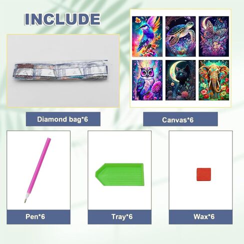 ijbnhd 4 Pack Animals Diamond Art Kits for Adults, Cute Animals Diamond Painting Kits for Adults, Full Drill Round Diamond Painting Gem Art Home Wall Decor 12 x 12 Inch in Saudi Arabia