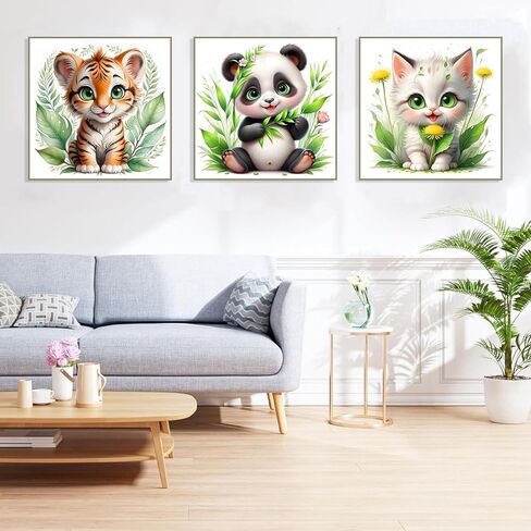 ijbnhd 4 Pack Animals Diamond Art Kits for Adults, Cute Animals Diamond Painting Kits for Adults, Full Drill Round Diamond Painting Gem Art Home Wall Decor 12 x 12 Inch in Saudi Arabia
