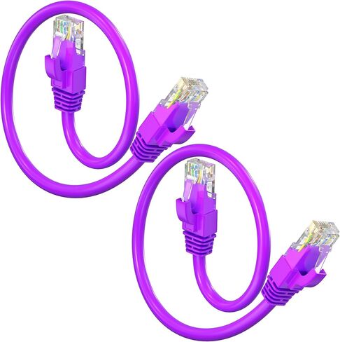 Maximm Cat 6 Ethernet Cable 8 ft (2-Pack) - High-Speed LAN Cable, Internet Cable, Patch Cable, and Network Cable - UTP, 10Gbps, 550MHz Ethernet Cord - White in Kuwait